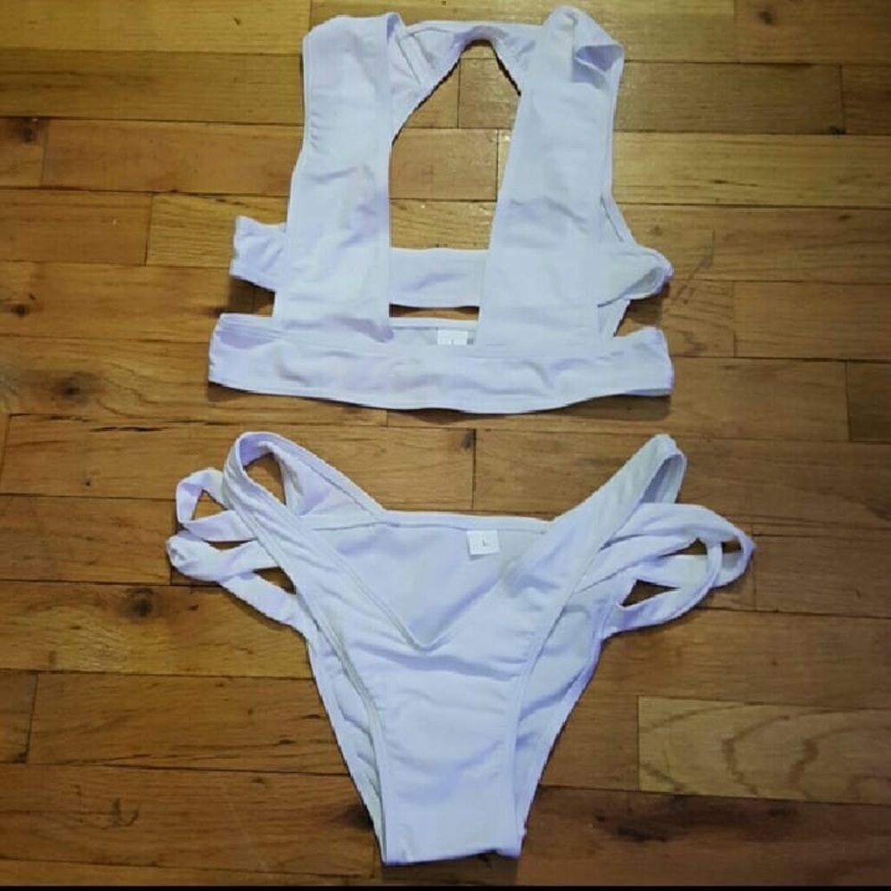New Strappy Women Push Up Bikini Set White - Picture 3 of 7